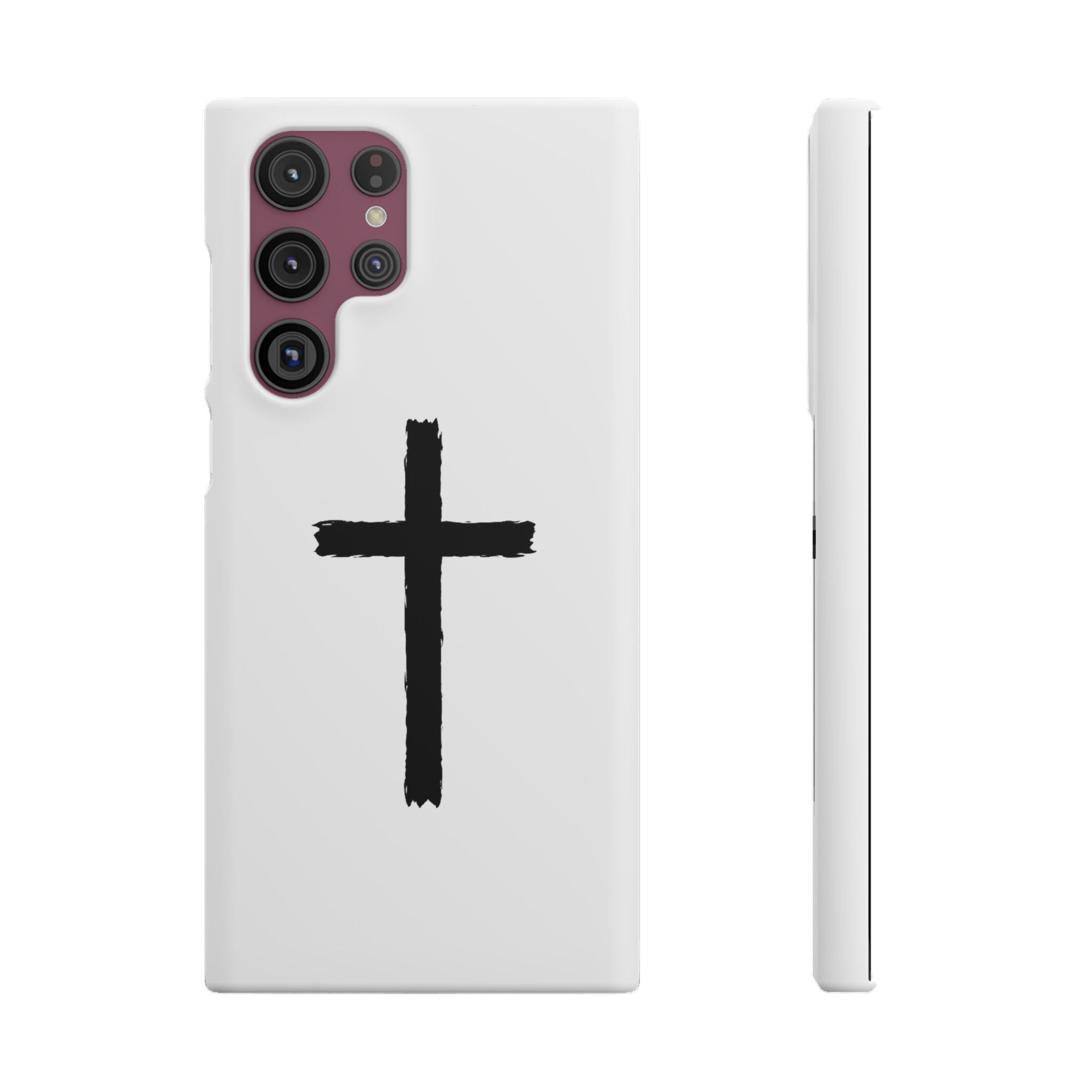 Cross Phone Case — Minimal Black Brushstroke Christian Snap Case