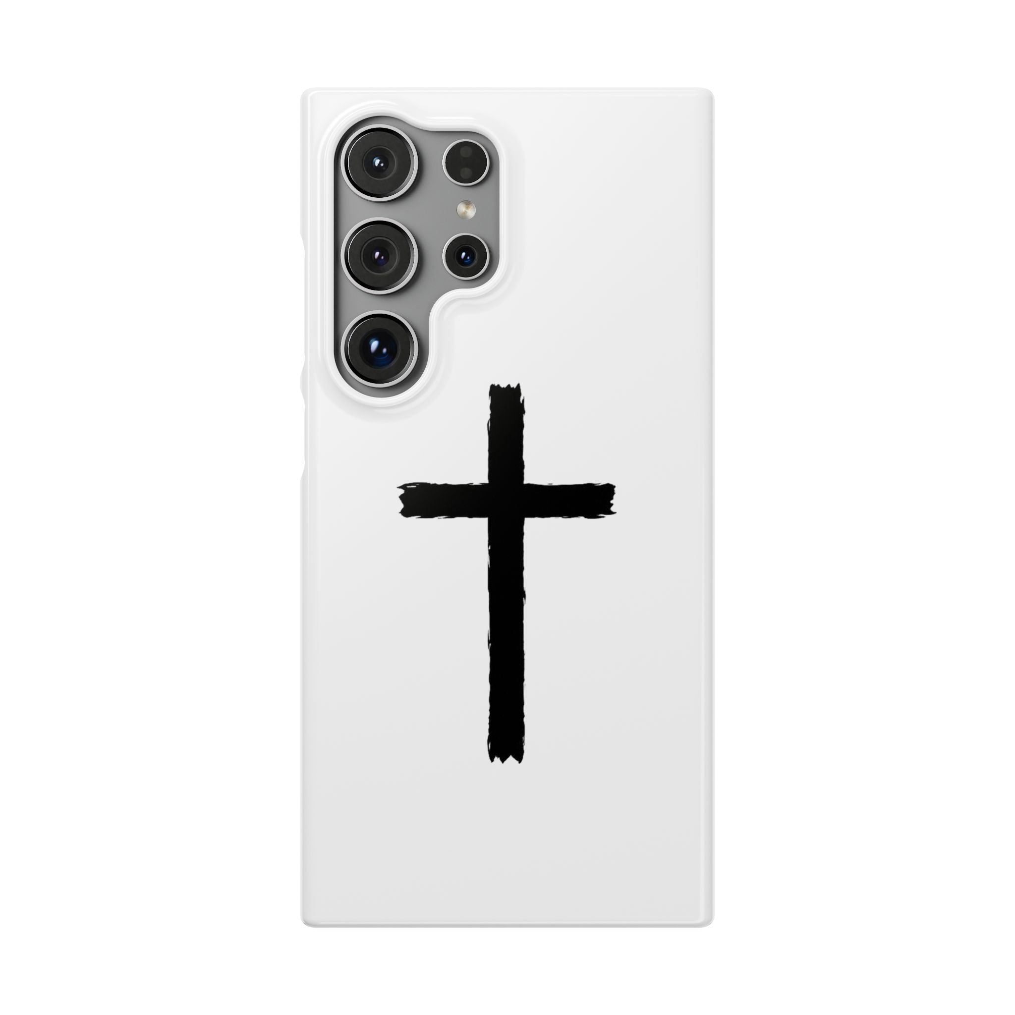 Cross Phone Case — Minimal Black Brushstroke Christian Snap Case