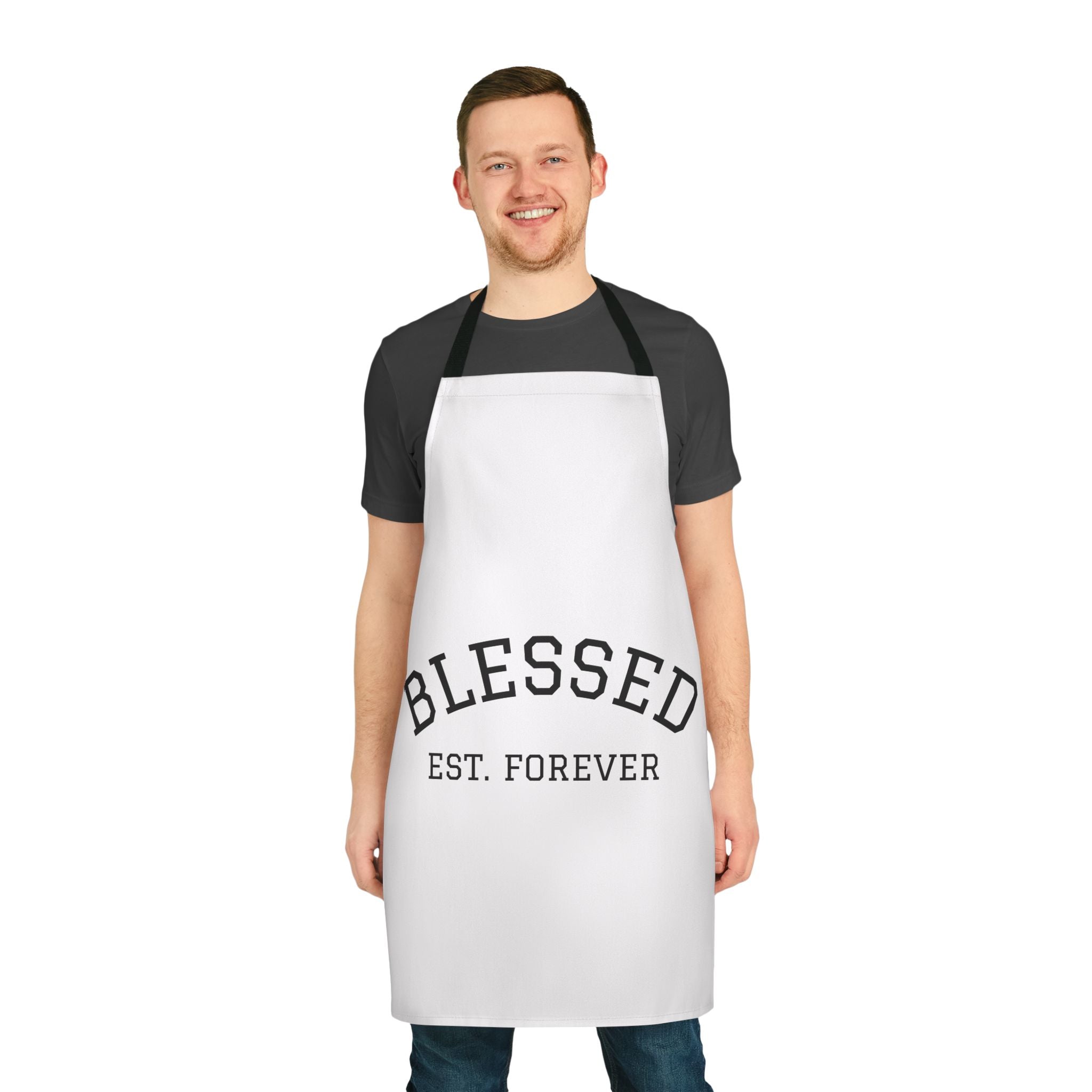 Blessed Apron – "Blessed Est. Forever" Kitchen Apron, Faith-Inspired Gift