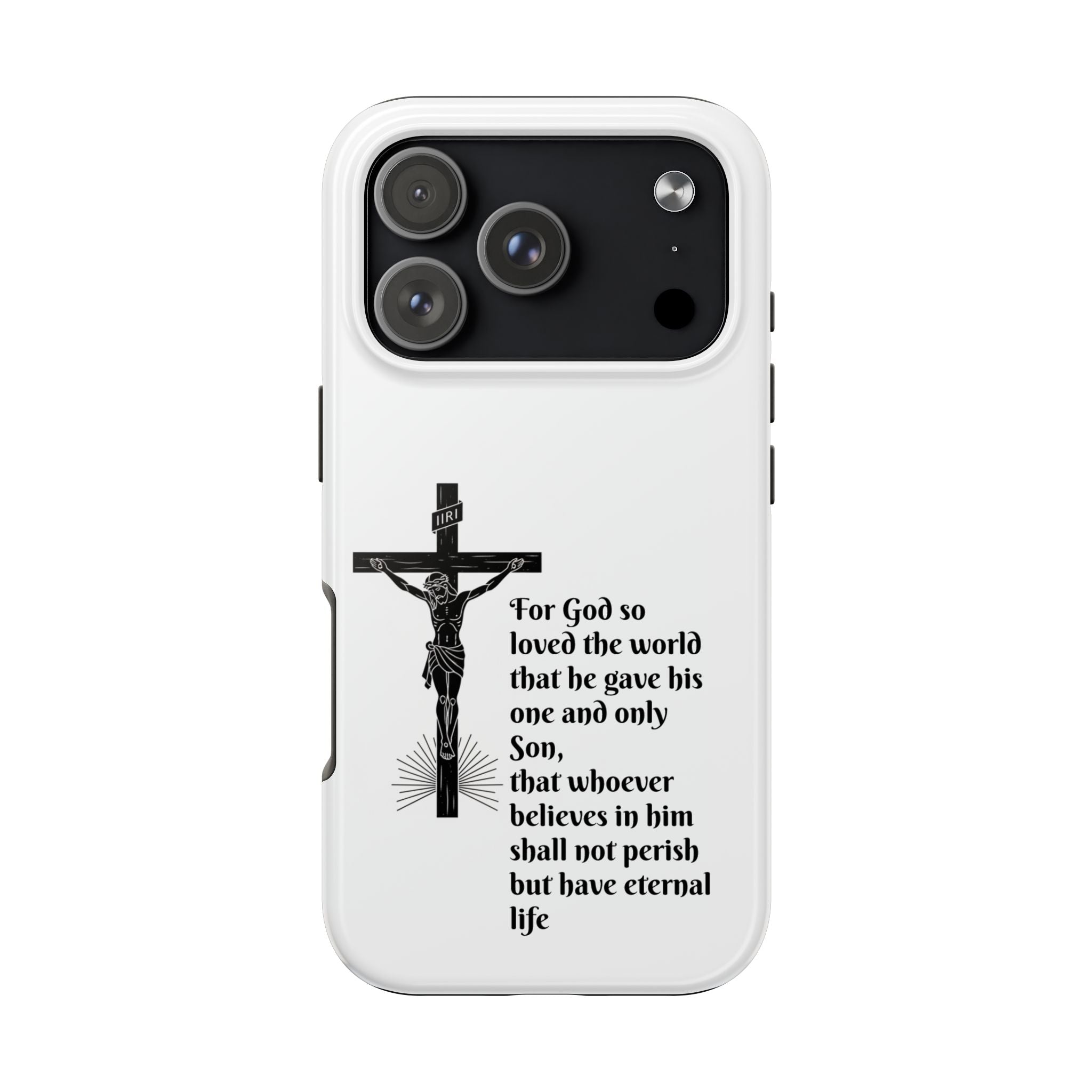 Christian Cross Phone Case — John 3:16 Scripture Tough Phone Case