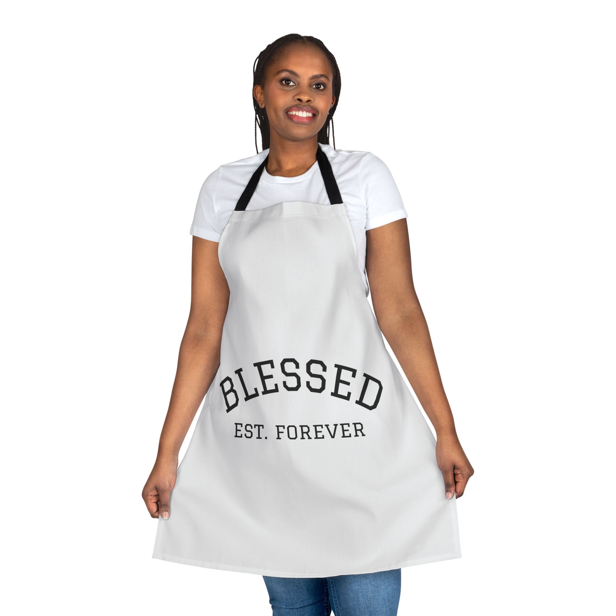 Blessed Apron – "Blessed Est. Forever" Kitchen Apron, Faith-Inspired Gift