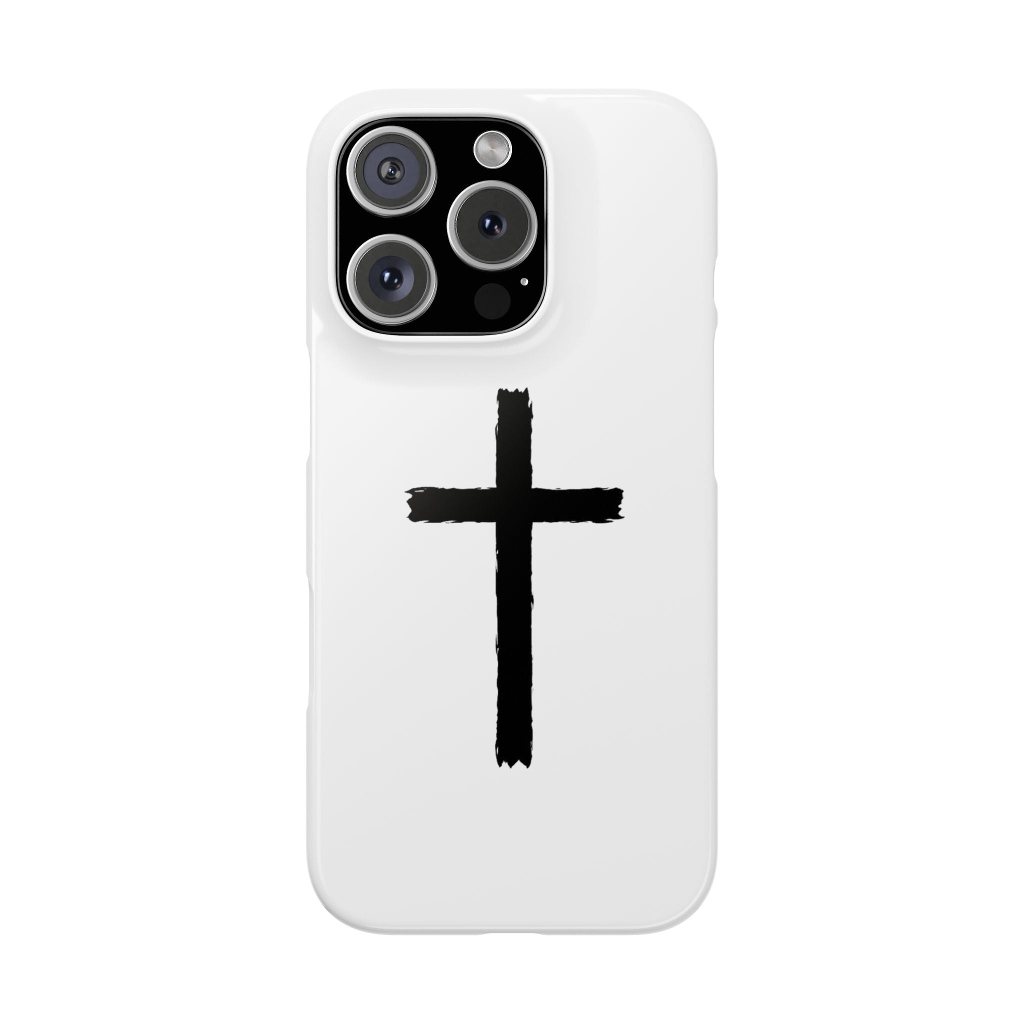 Cross Phone Case — Minimal Black Brushstroke Christian Snap Case