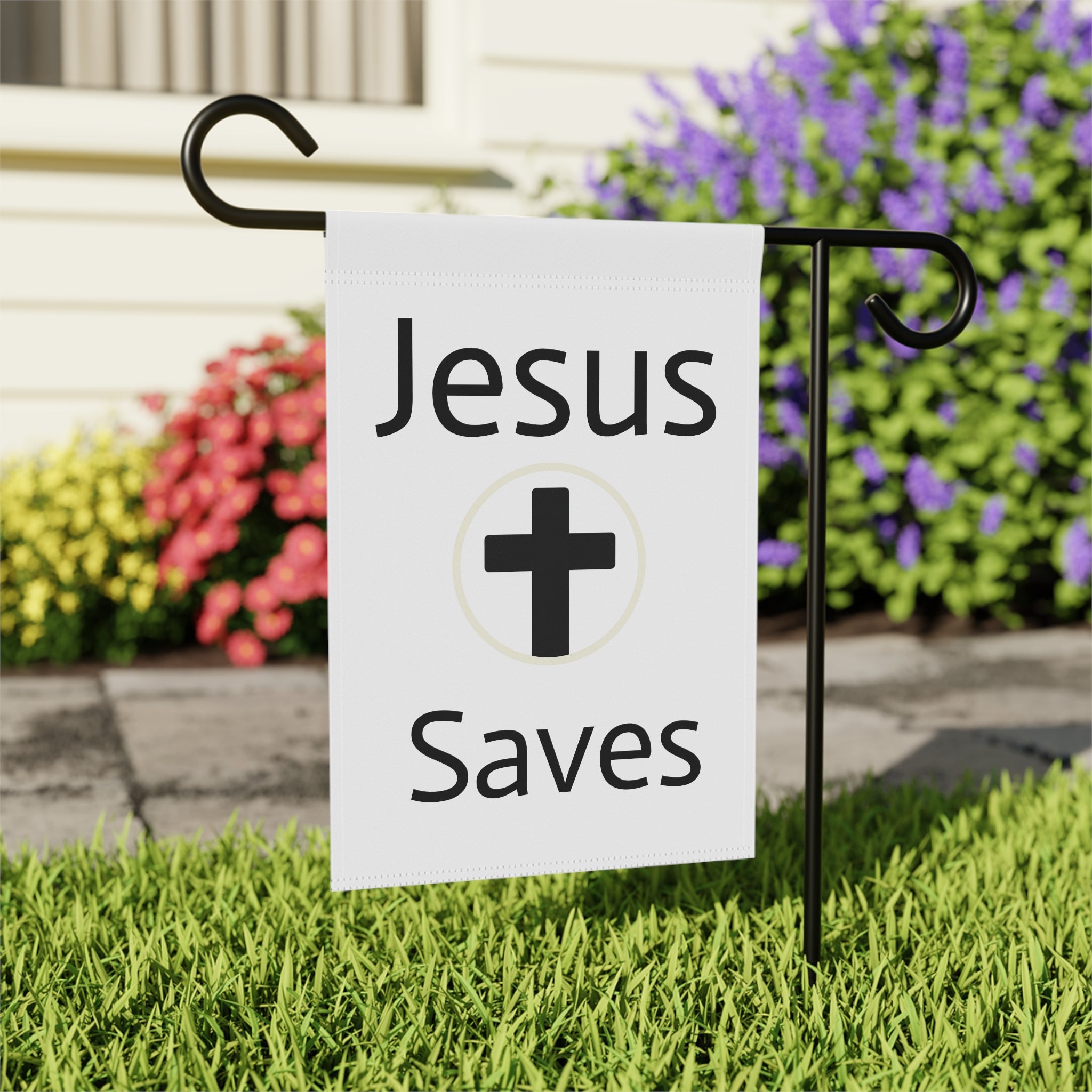 Jesus Saves Garden Flag — Christian Outdoor Banner