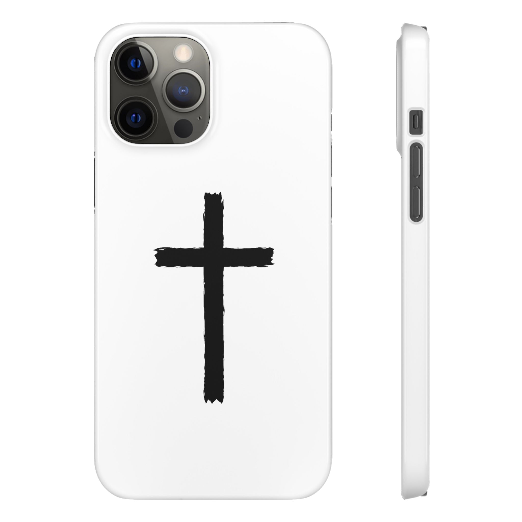 Cross Phone Case — Minimal Black Brushstroke Christian Snap Case