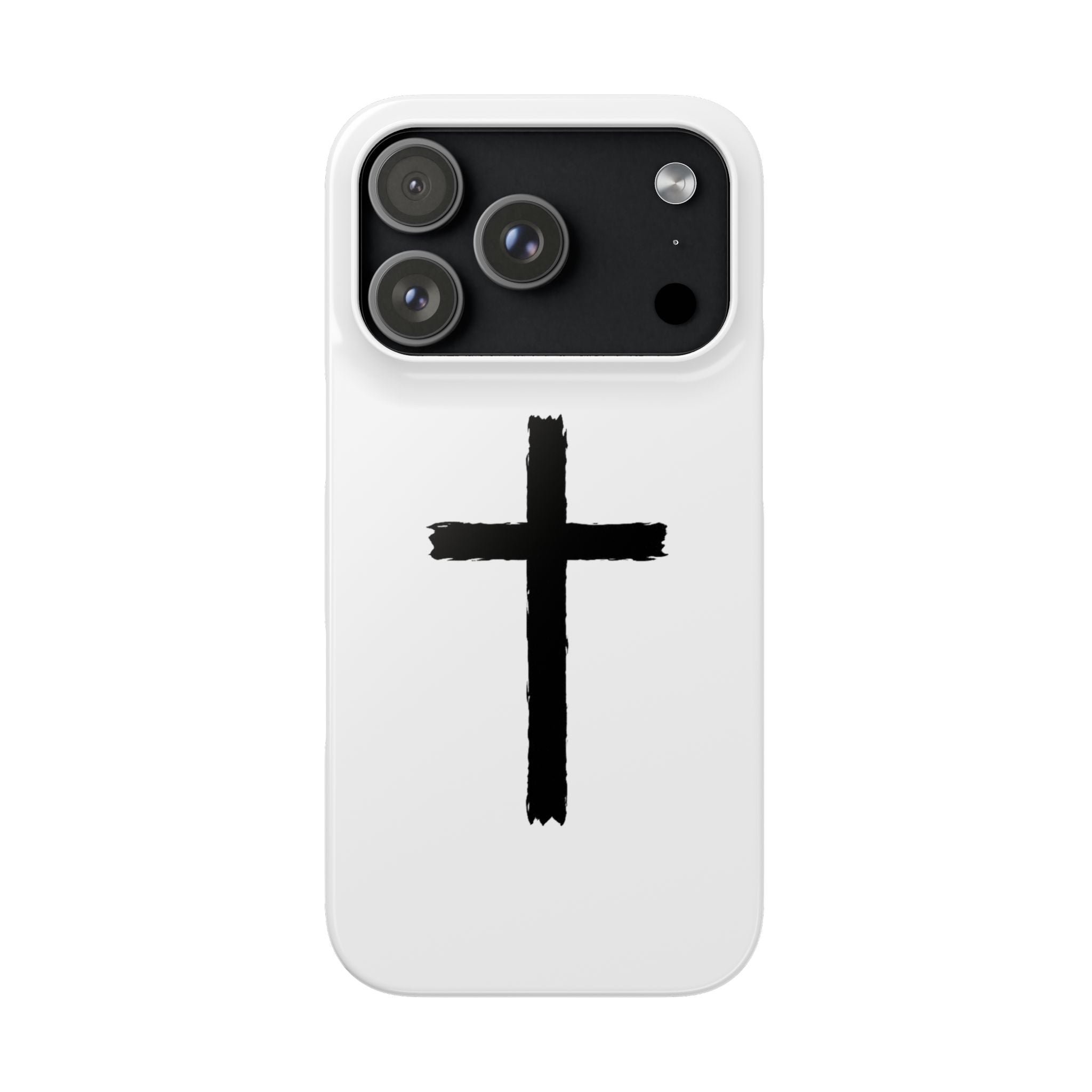 Cross Phone Case — Minimal Black Brushstroke Christian Snap Case