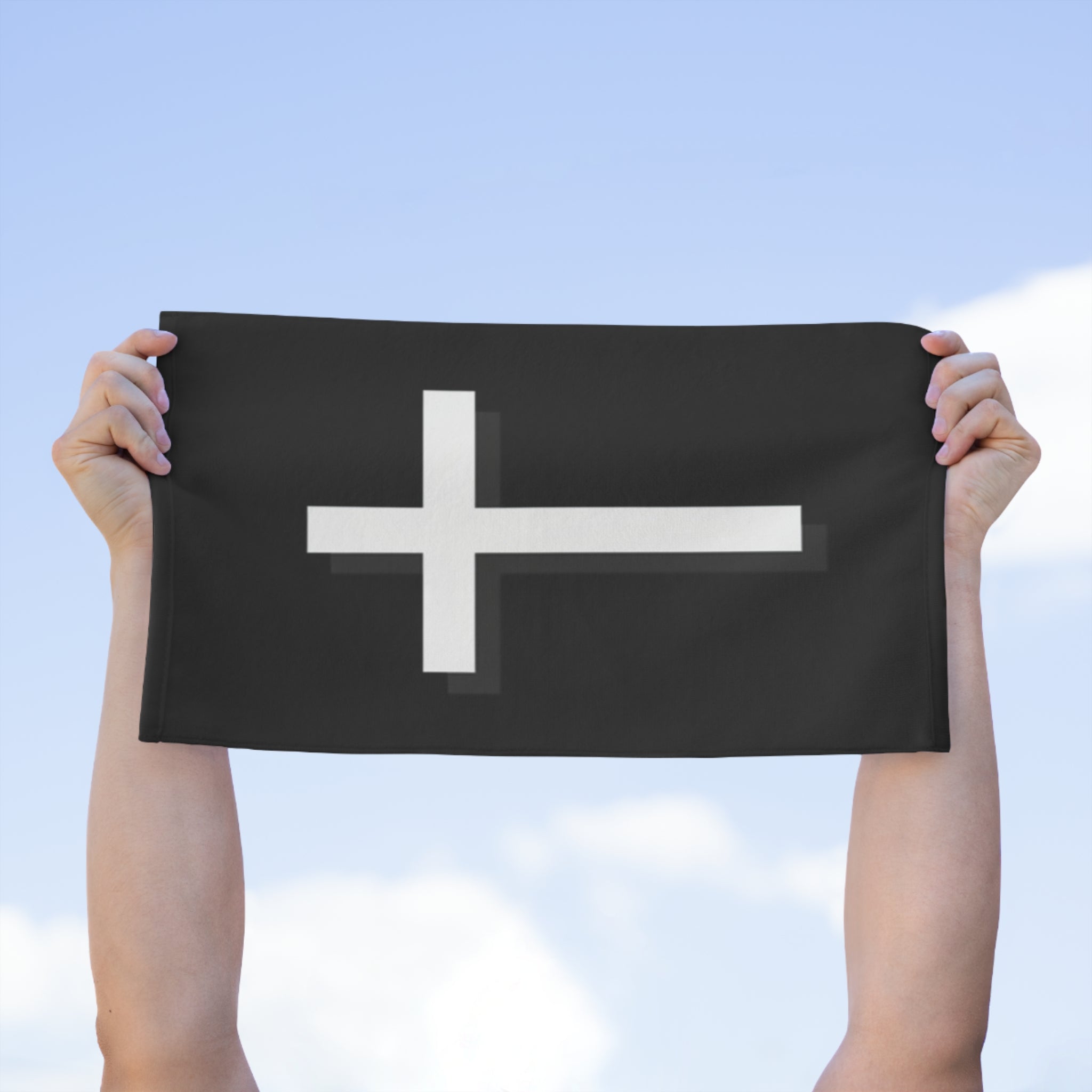 Cross Rally Towel — Black Christian Devotional 11x18 Sports Towel