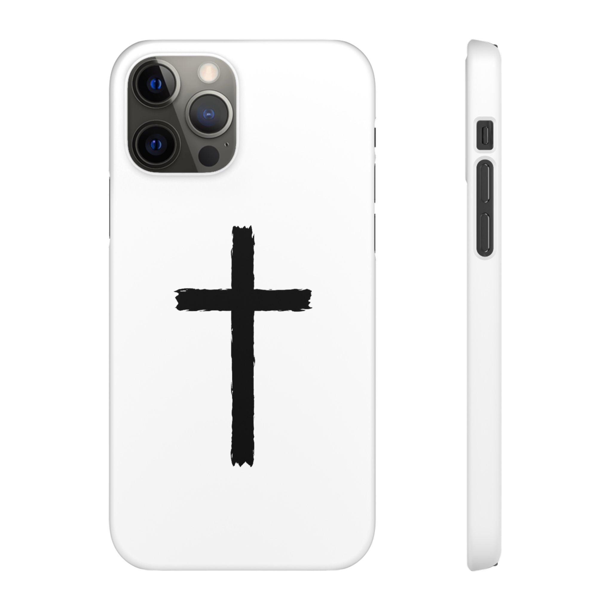 Cross Phone Case — Minimal Black Brushstroke Christian Snap Case
