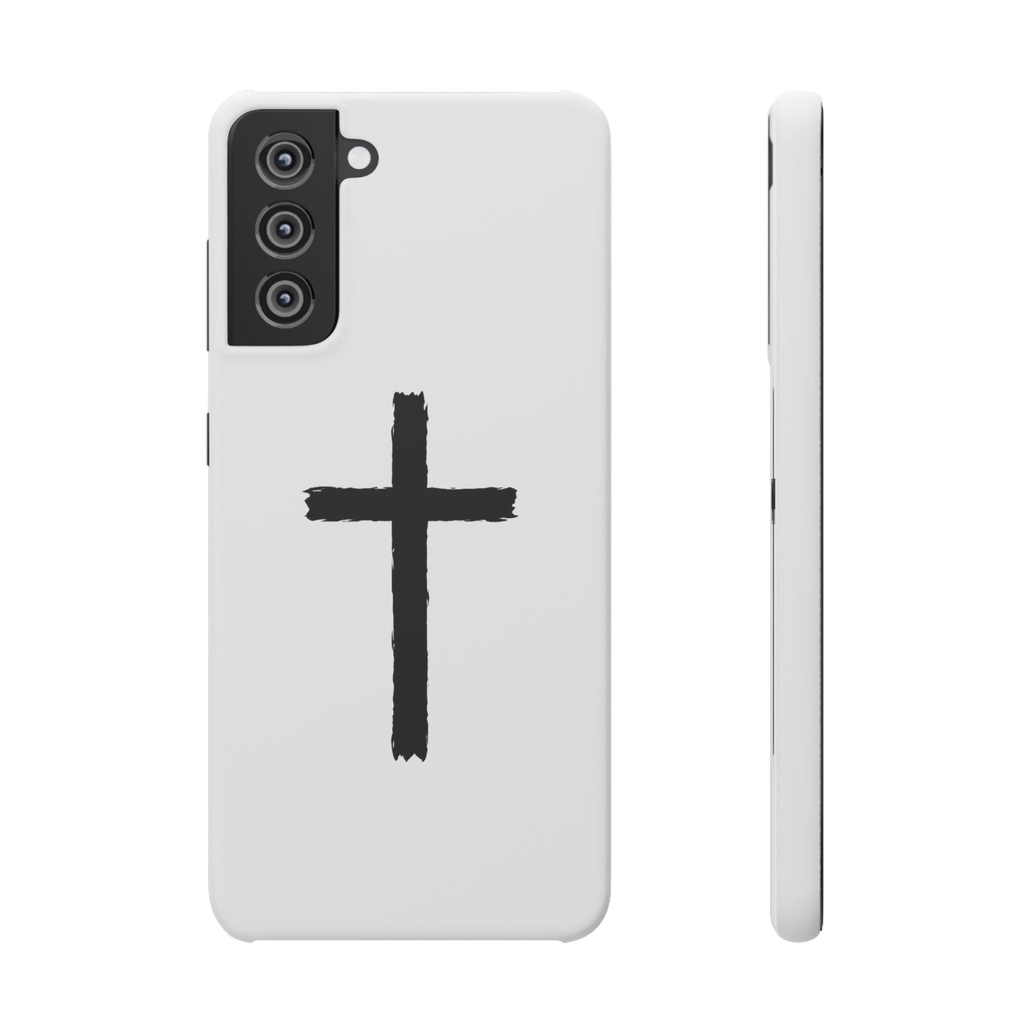 Cross Phone Case — Minimal Black Brushstroke Christian Snap Case