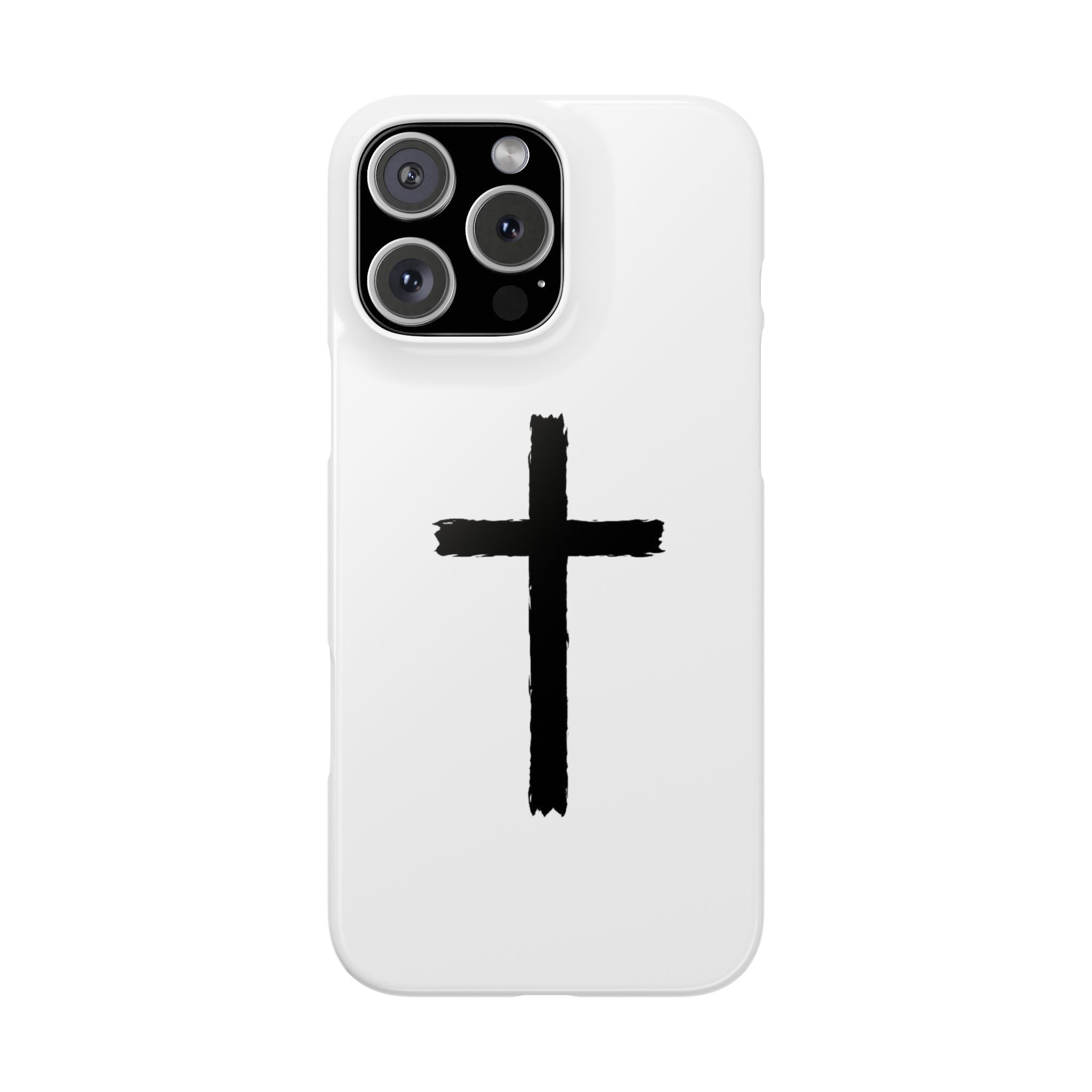 Cross Phone Case — Minimal Black Brushstroke Christian Snap Case