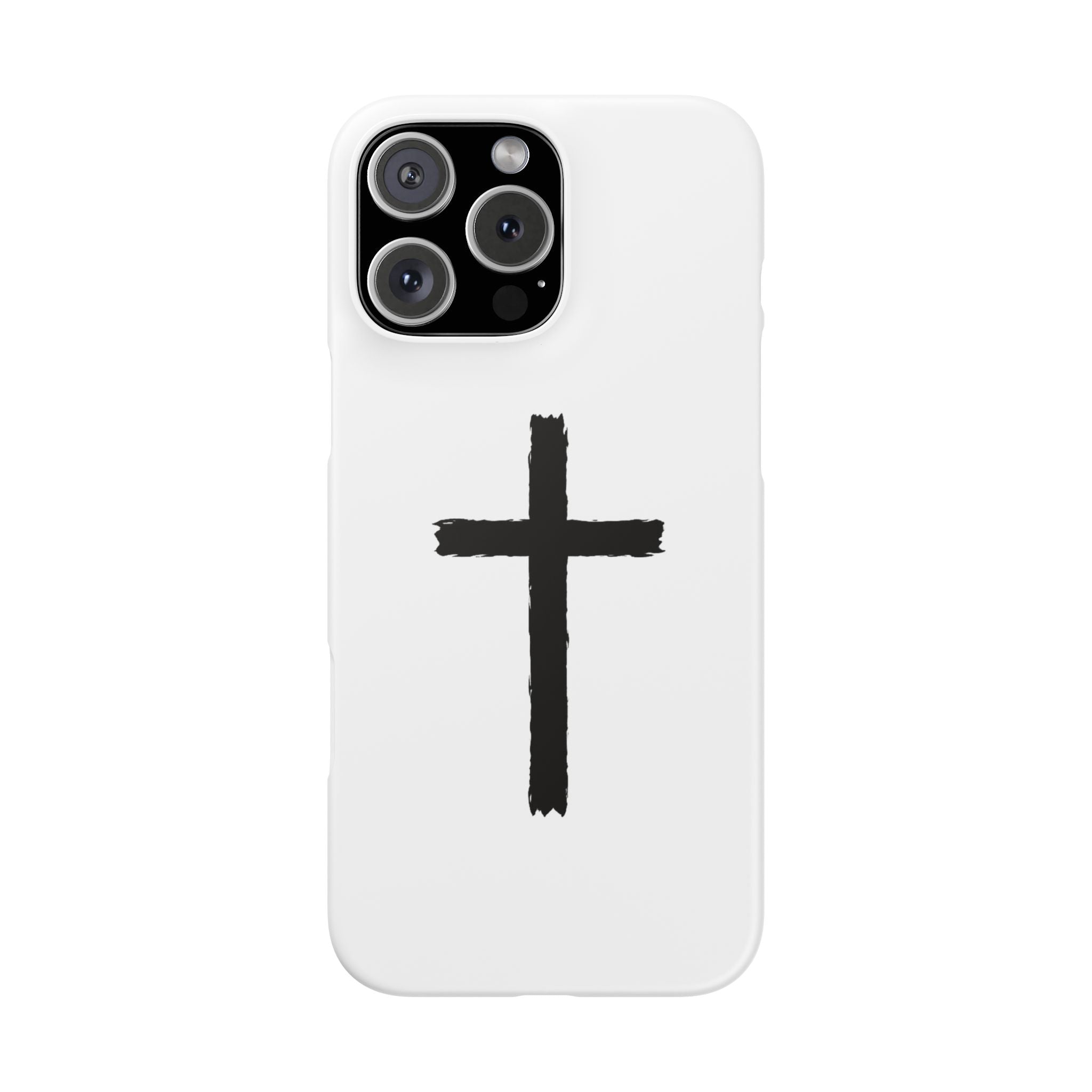 Cross Phone Case — Minimal Black Brushstroke Christian Snap Case