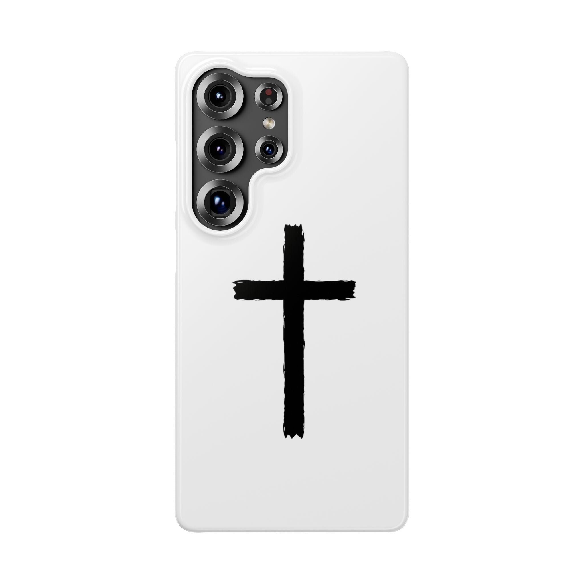 Cross Phone Case — Minimal Black Brushstroke Christian Snap Case
