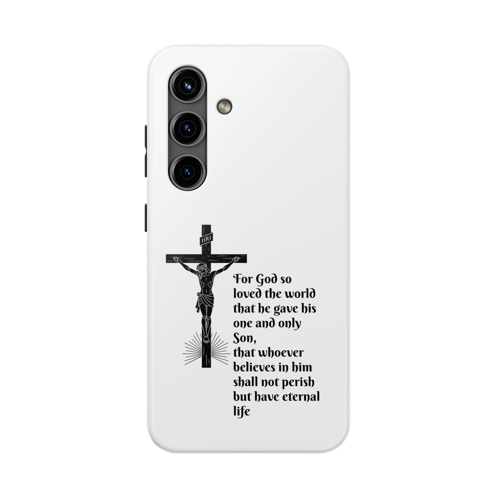 Christian Cross Phone Case — John 3:16 Scripture Tough Phone Case