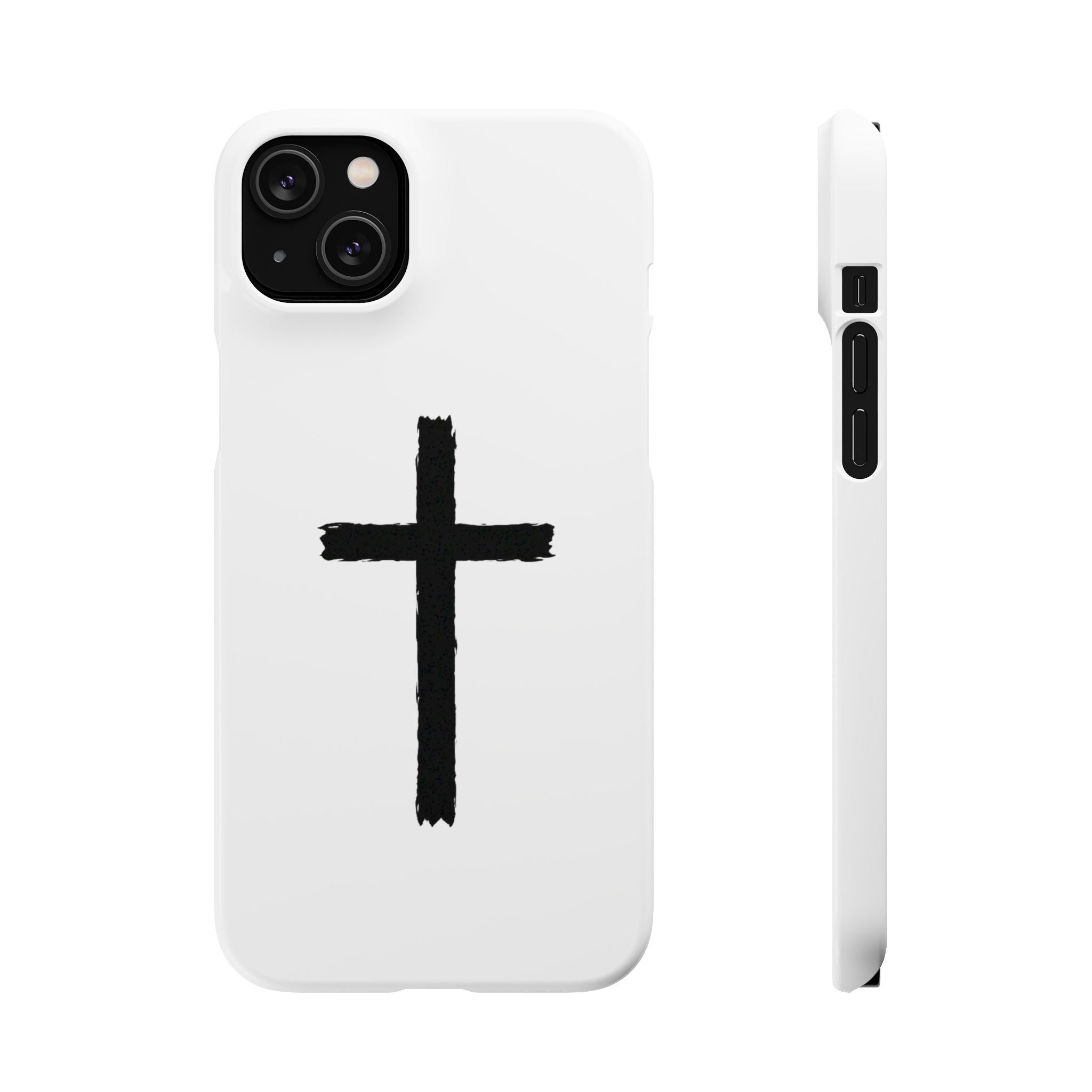 Cross Phone Case — Minimal Black Brushstroke Christian Snap Case