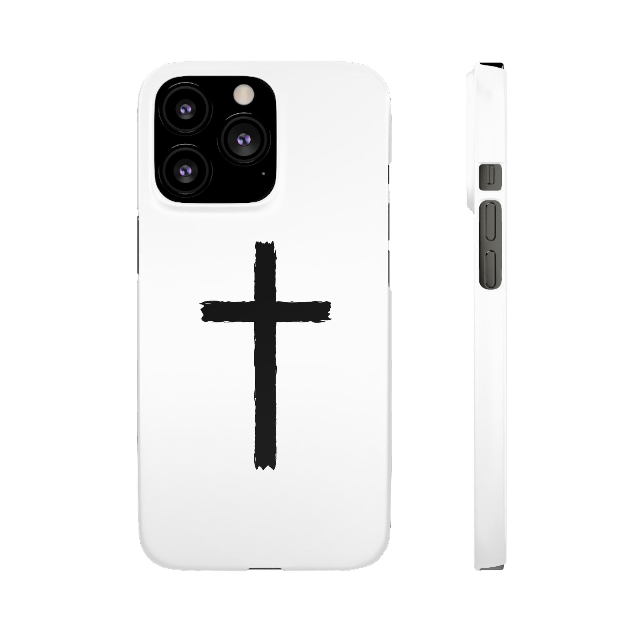 Cross Phone Case — Minimal Black Brushstroke Christian Snap Case