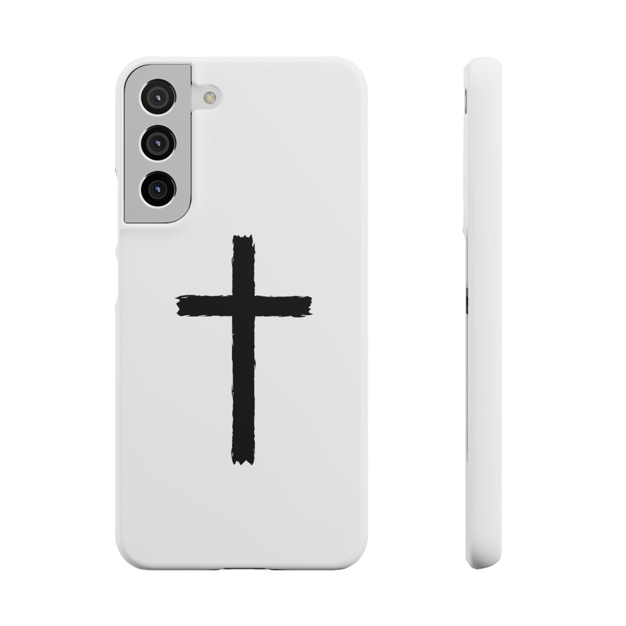 Cross Phone Case — Minimal Black Brushstroke Christian Snap Case