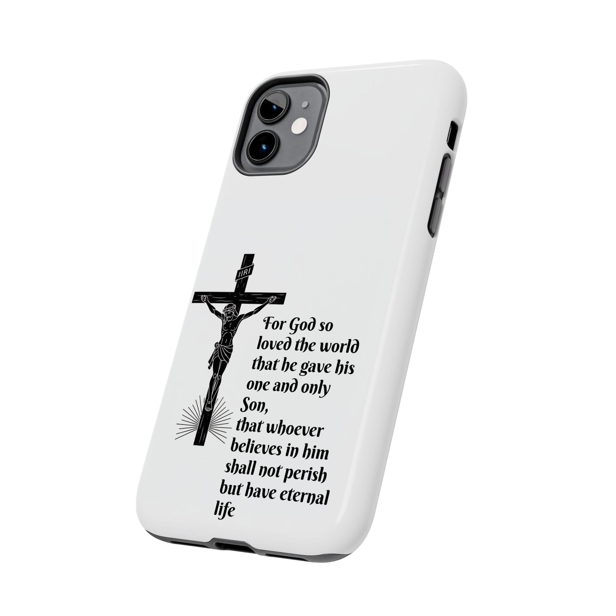 Christian Cross Phone Case — John 3:16 Scripture Tough Phone Case