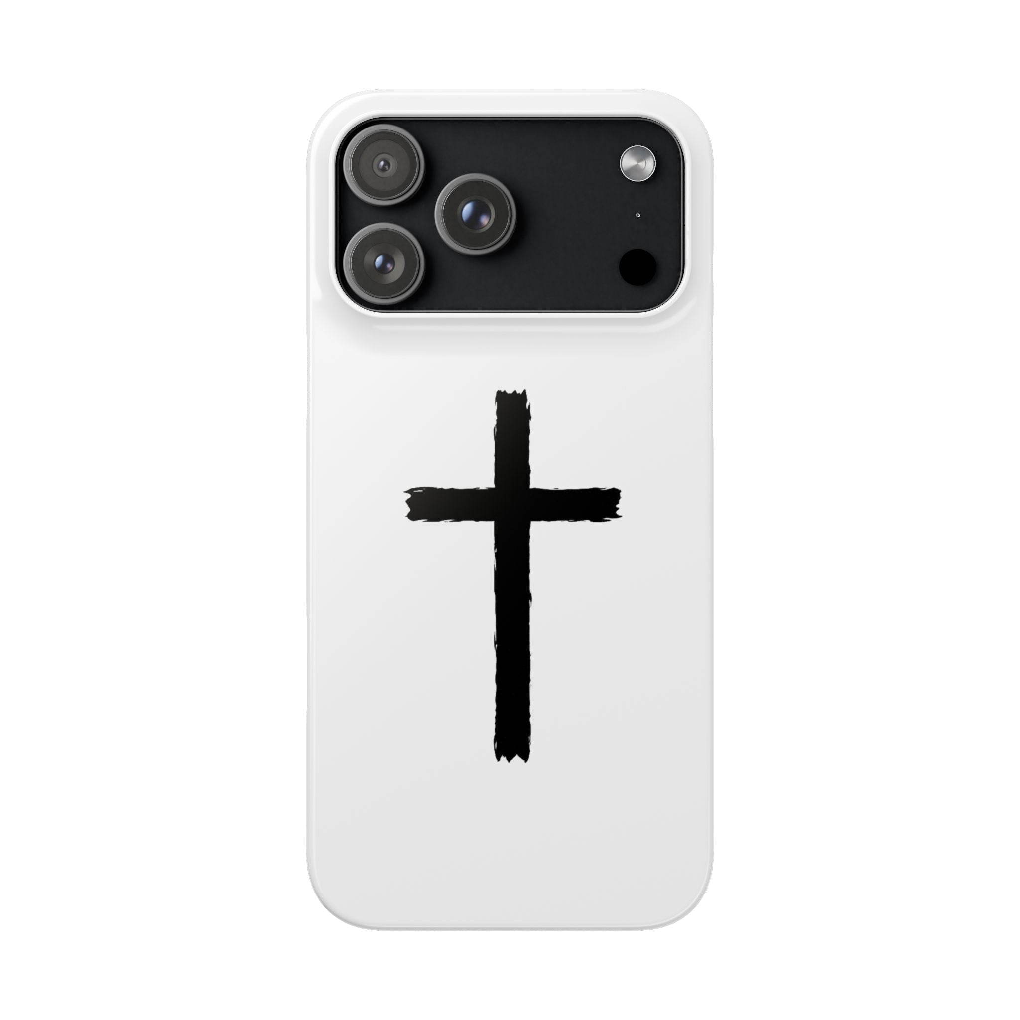 Cross Phone Case — Minimal Black Brushstroke Christian Snap Case