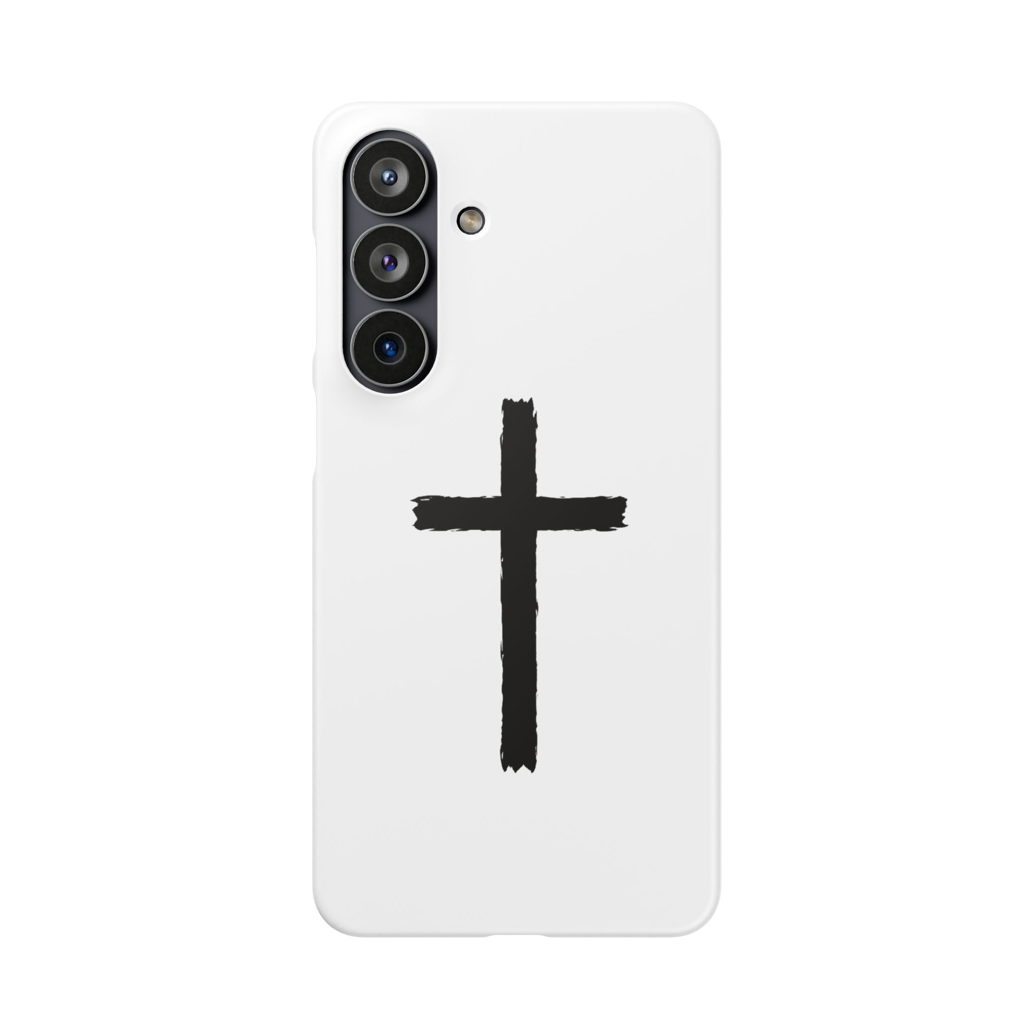 Cross Phone Case — Minimal Black Brushstroke Christian Snap Case