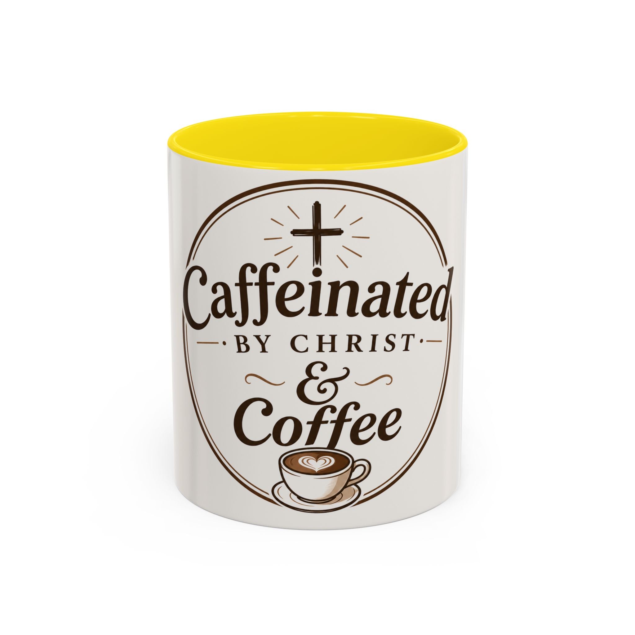 Caffennated by Christ & Coffee Accent Mug — Faith‑Filled Coffee Gift (11/15oz)