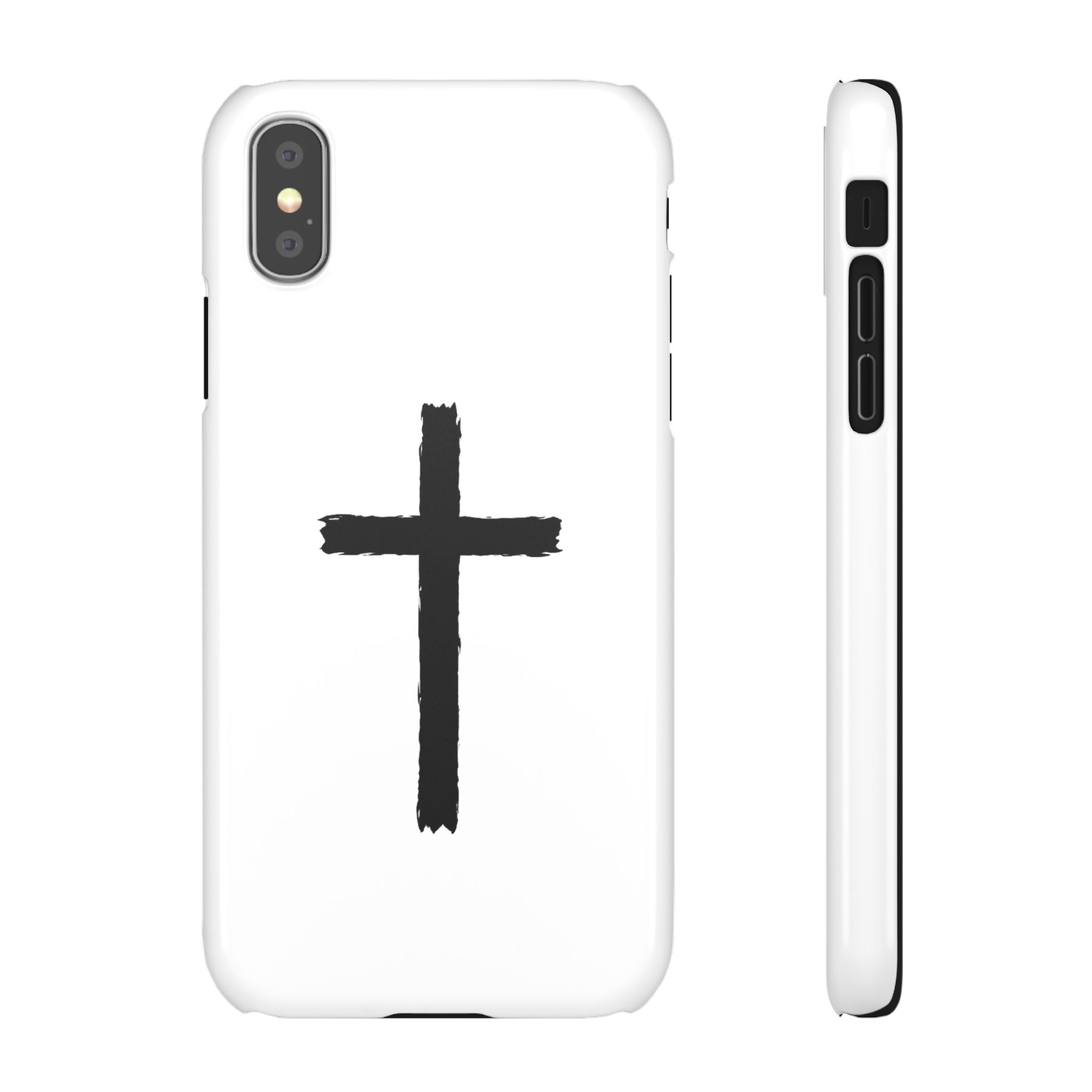 Cross Phone Case — Minimal Black Brushstroke Christian Snap Case