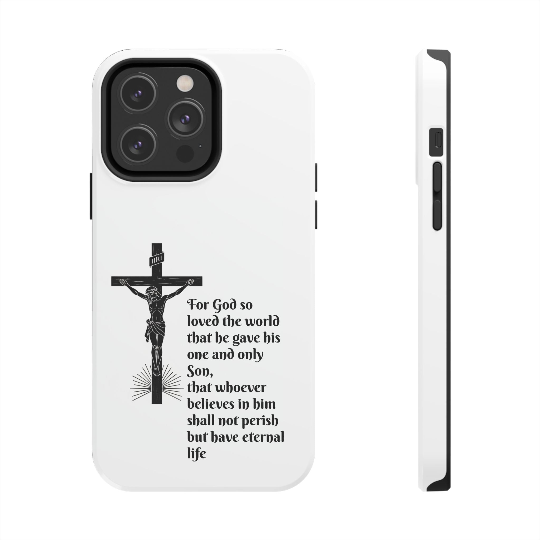Christian Cross Phone Case — John 3:16 Scripture Tough Phone Case