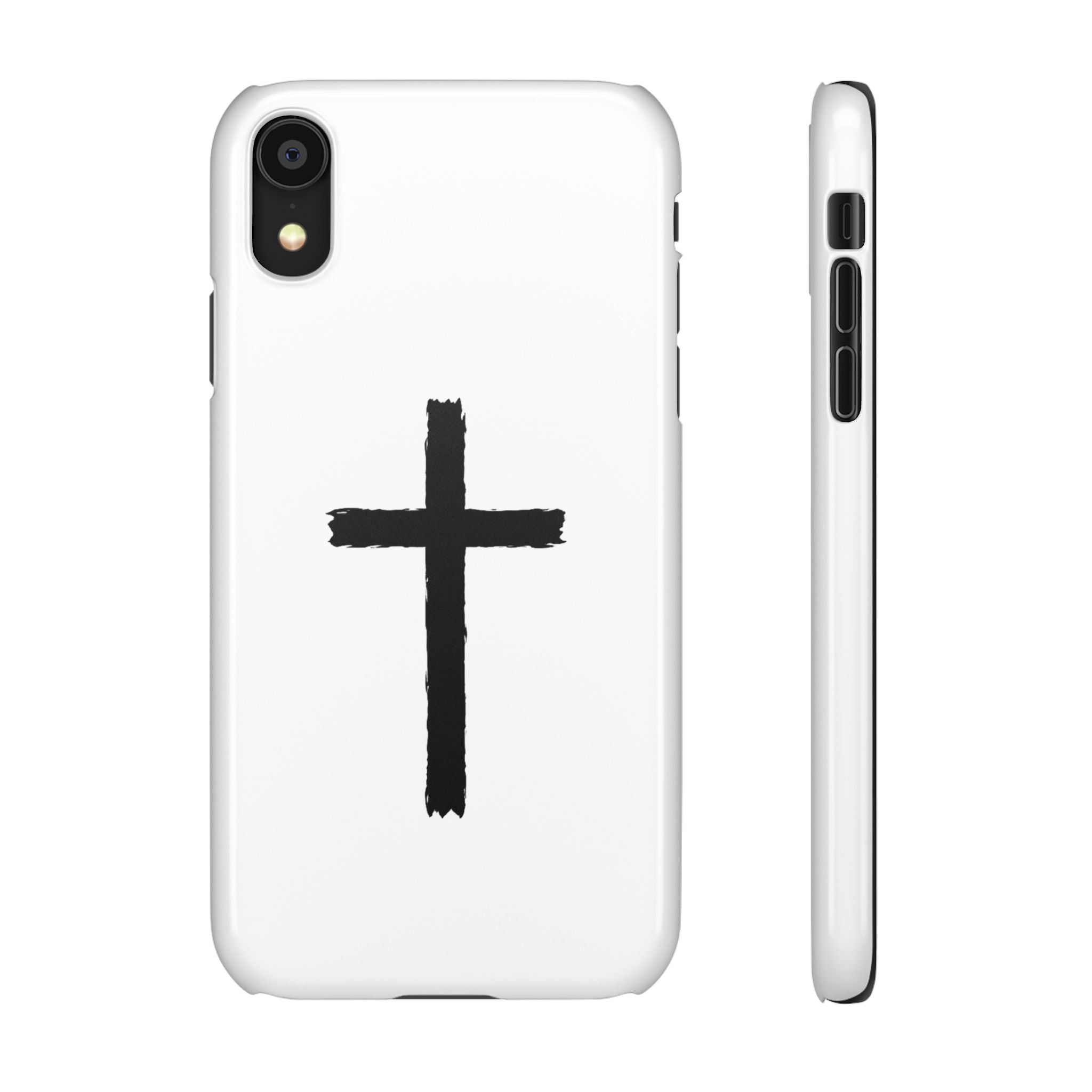 Cross Phone Case — Minimal Black Brushstroke Christian Snap Case