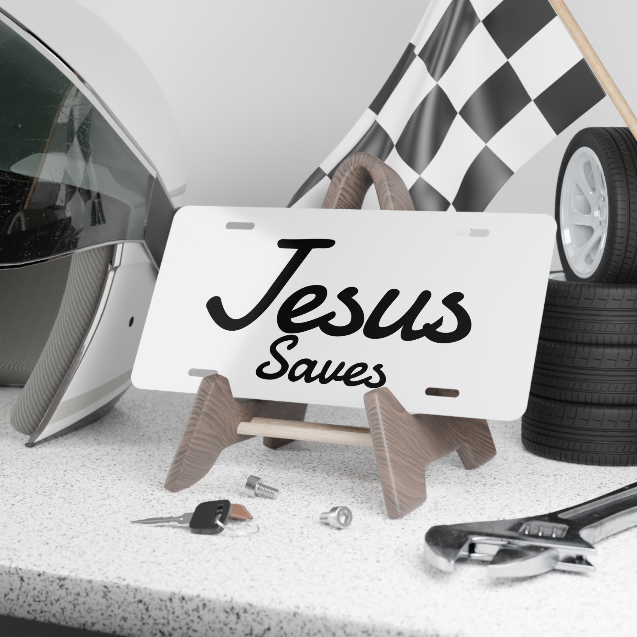 Jesus Saves Vanity License Plate — Christian Car Decor