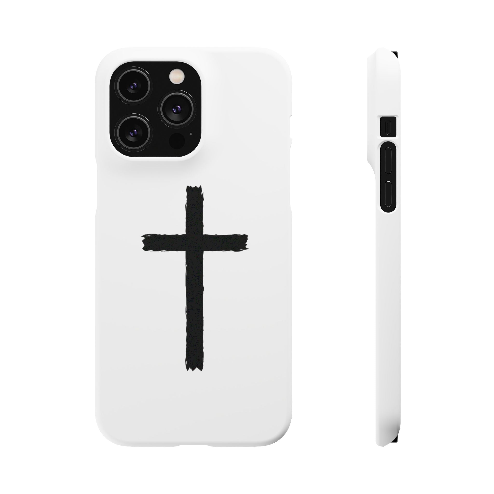 Cross Phone Case — Minimal Black Brushstroke Christian Snap Case