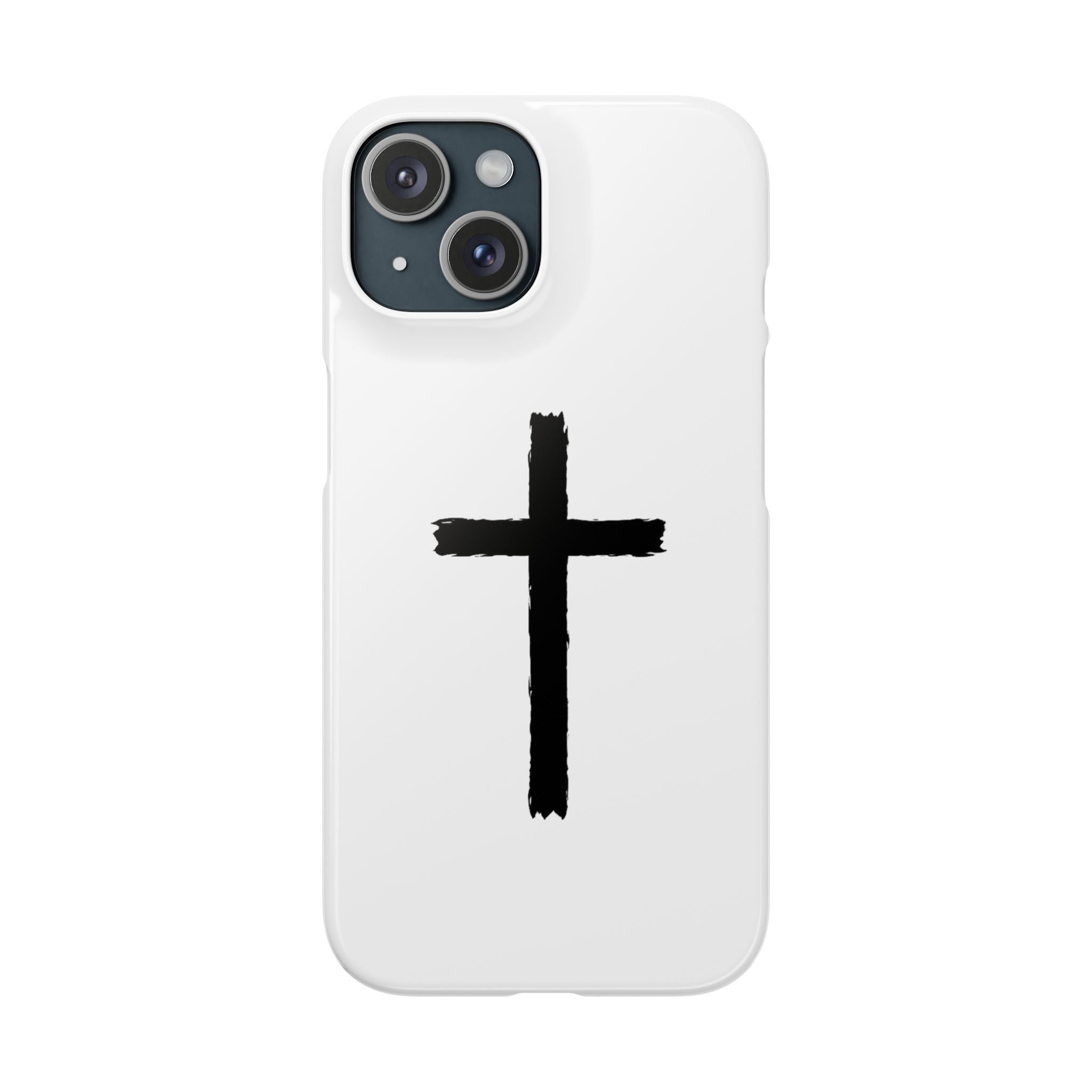 Cross Phone Case — Minimal Black Brushstroke Christian Snap Case