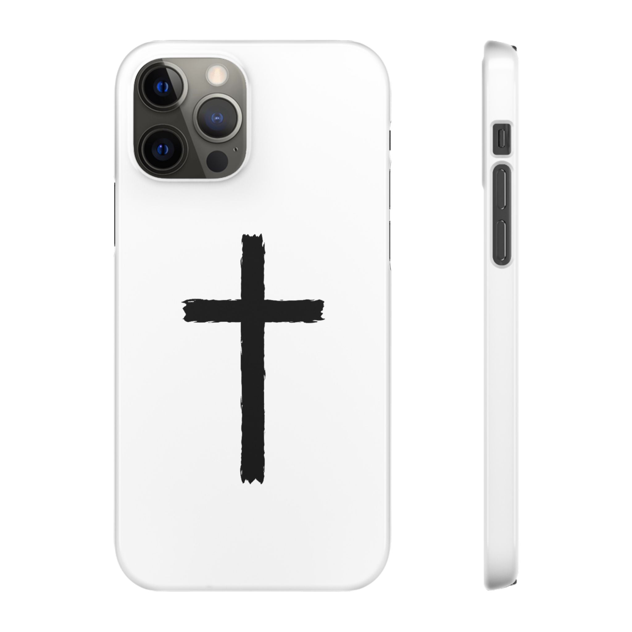 Cross Phone Case — Minimal Black Brushstroke Christian Snap Case