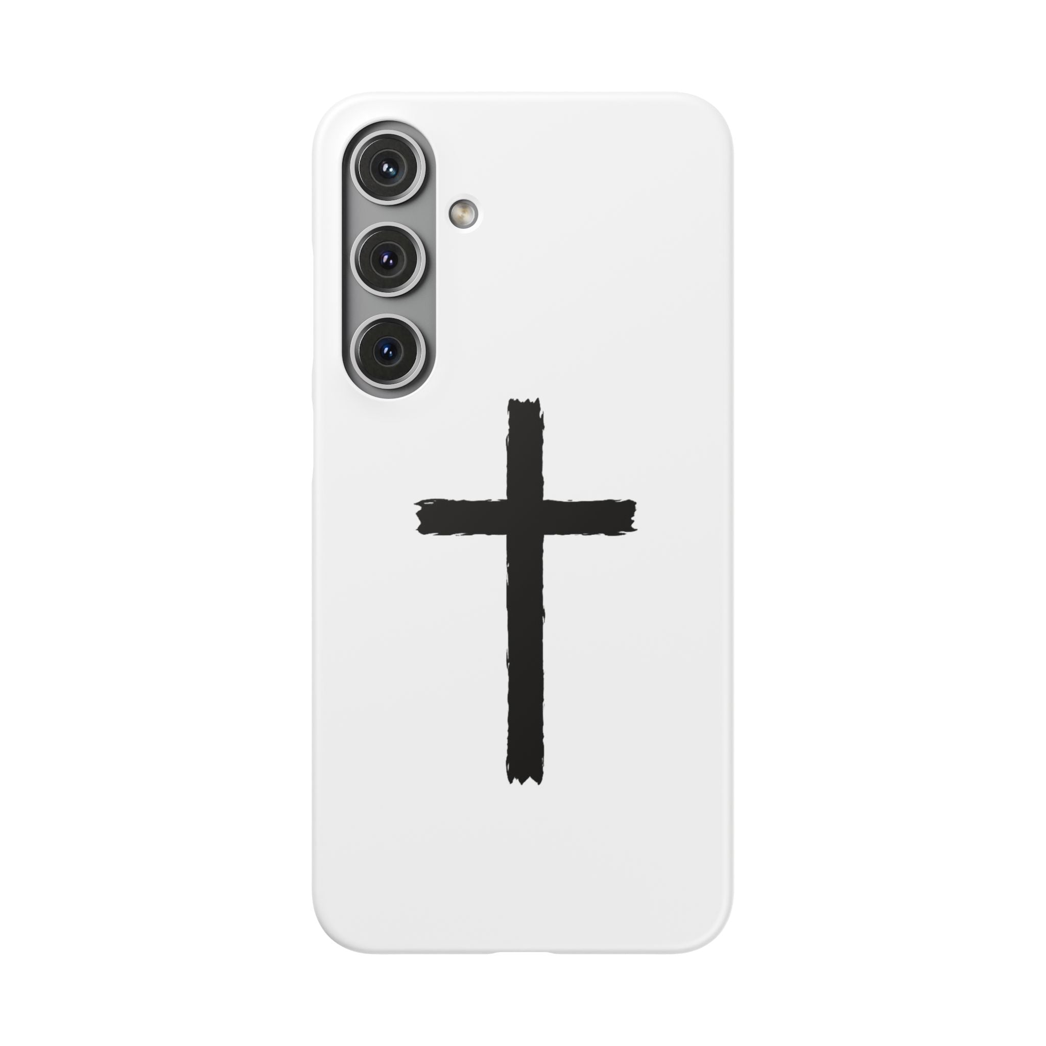 Cross Phone Case — Minimal Black Brushstroke Christian Snap Case