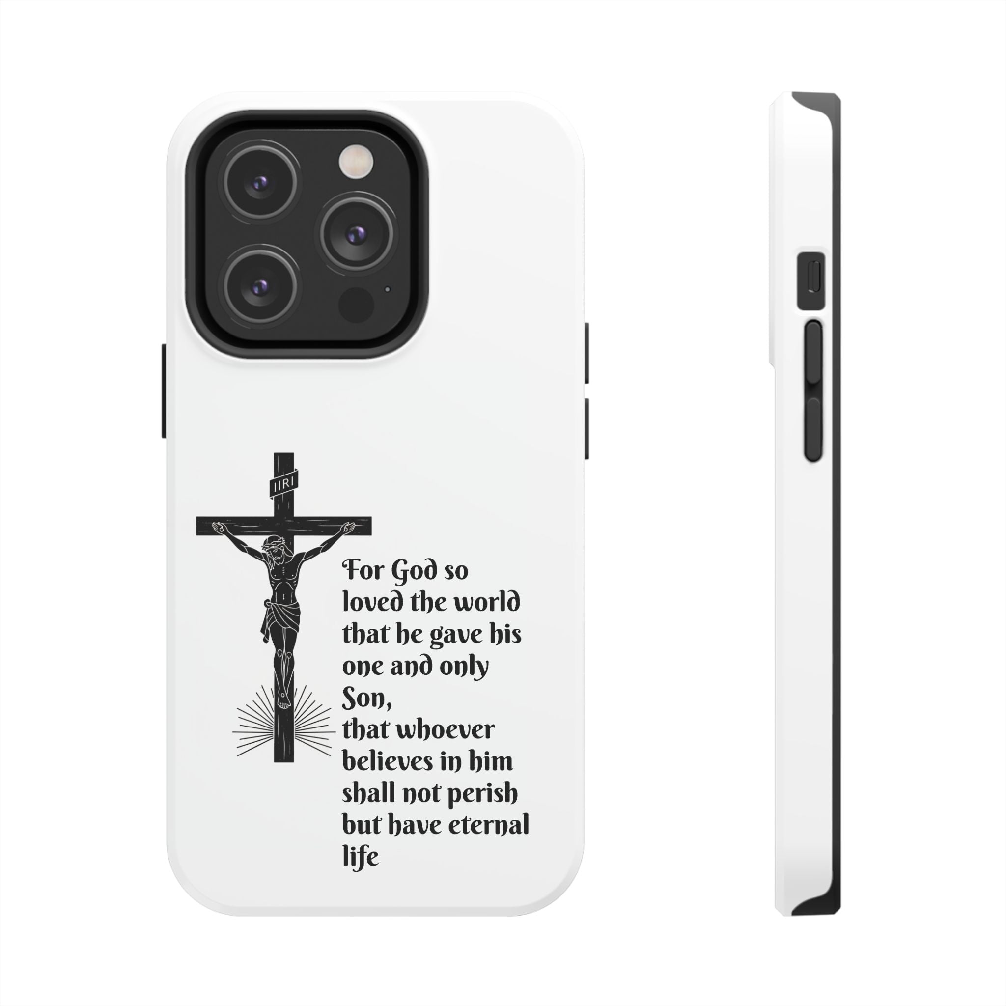 Christian Cross Phone Case — John 3:16 Scripture Tough Phone Case