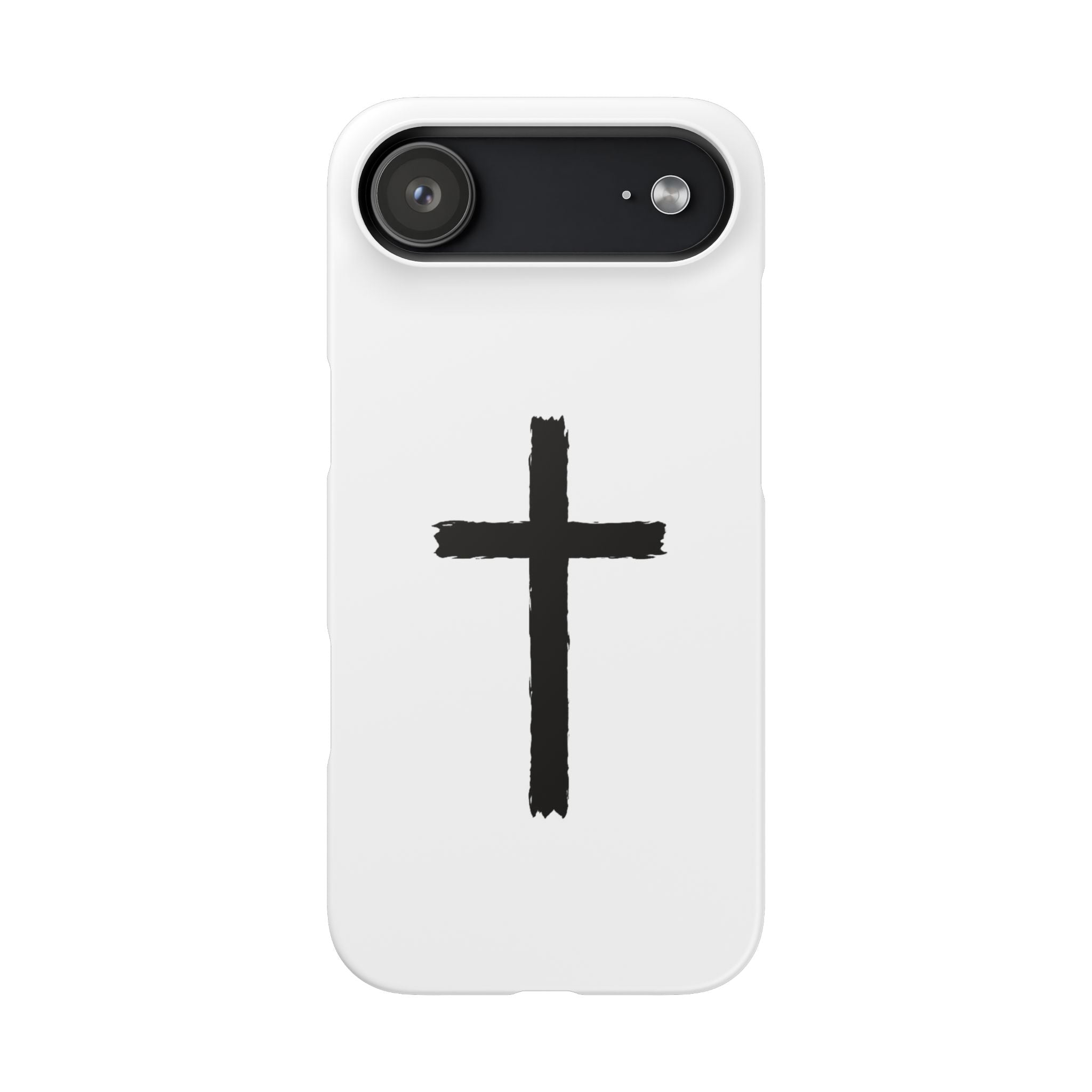 Cross Phone Case — Minimal Black Brushstroke Christian Snap Case