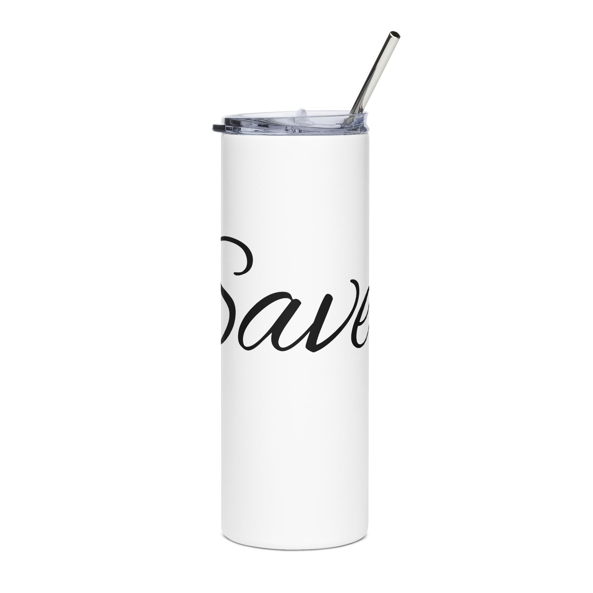 20oz Stainless Steel Tumbler — Elegant Script 'Saved' Travel Cup