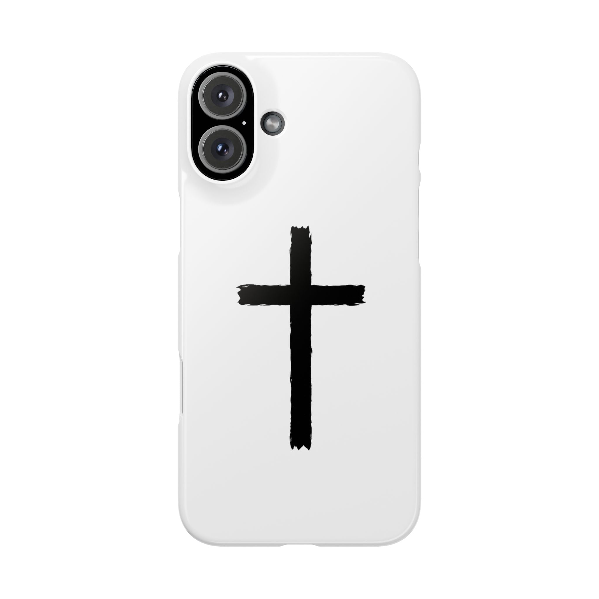 Cross Phone Case — Minimal Black Brushstroke Christian Snap Case