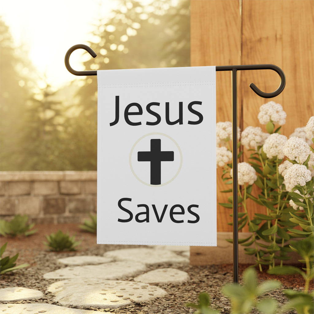Jesus Saves Garden Flag — Christian Outdoor Banner