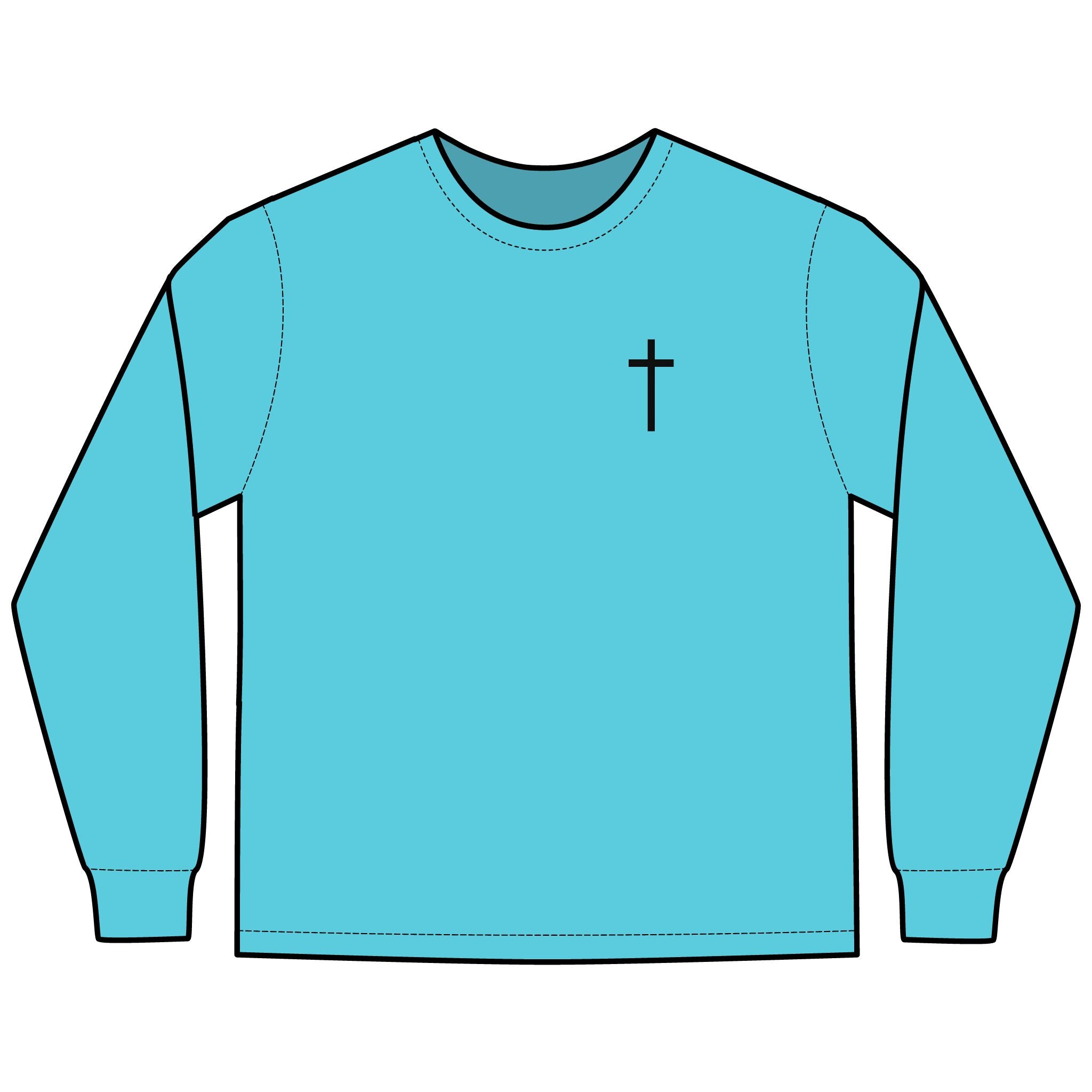 Fishing Sunset Long Sleeve Tee — Cross Pocket Graphic