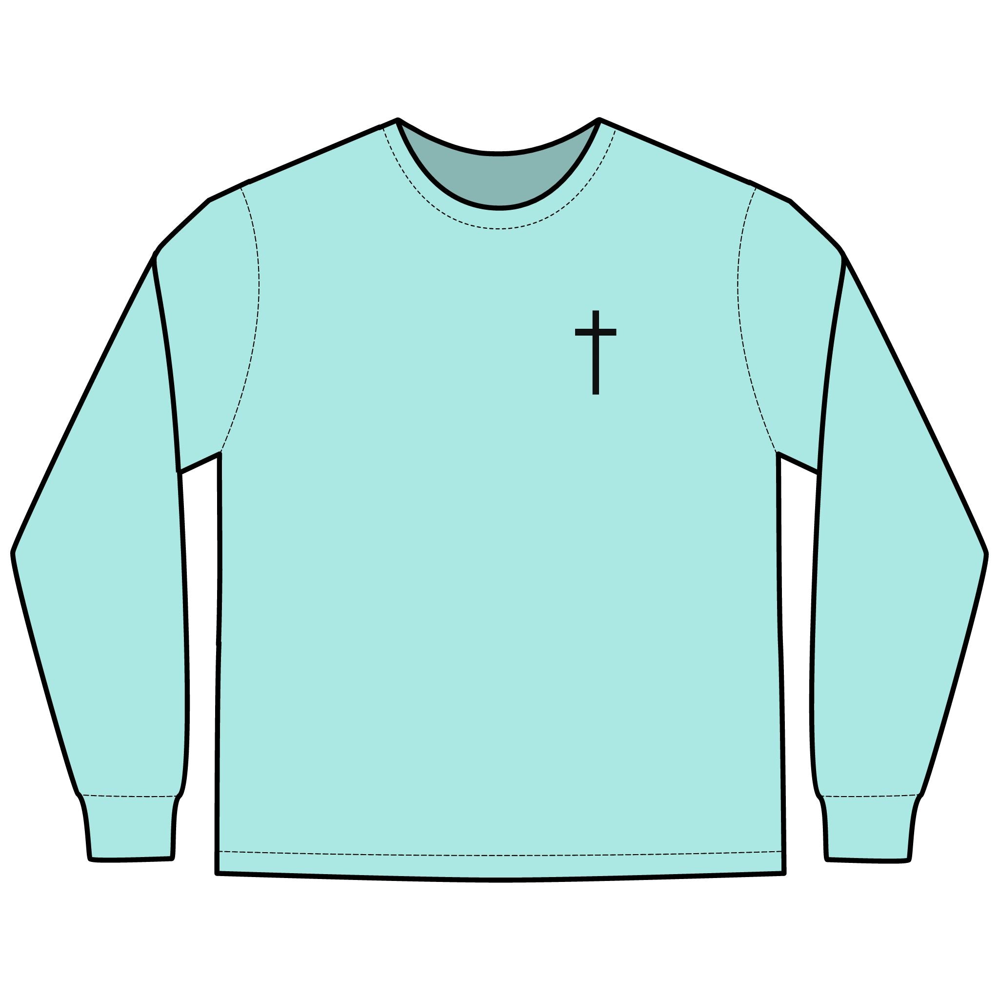 Fishing Sunset Long Sleeve Tee — Cross Pocket Graphic