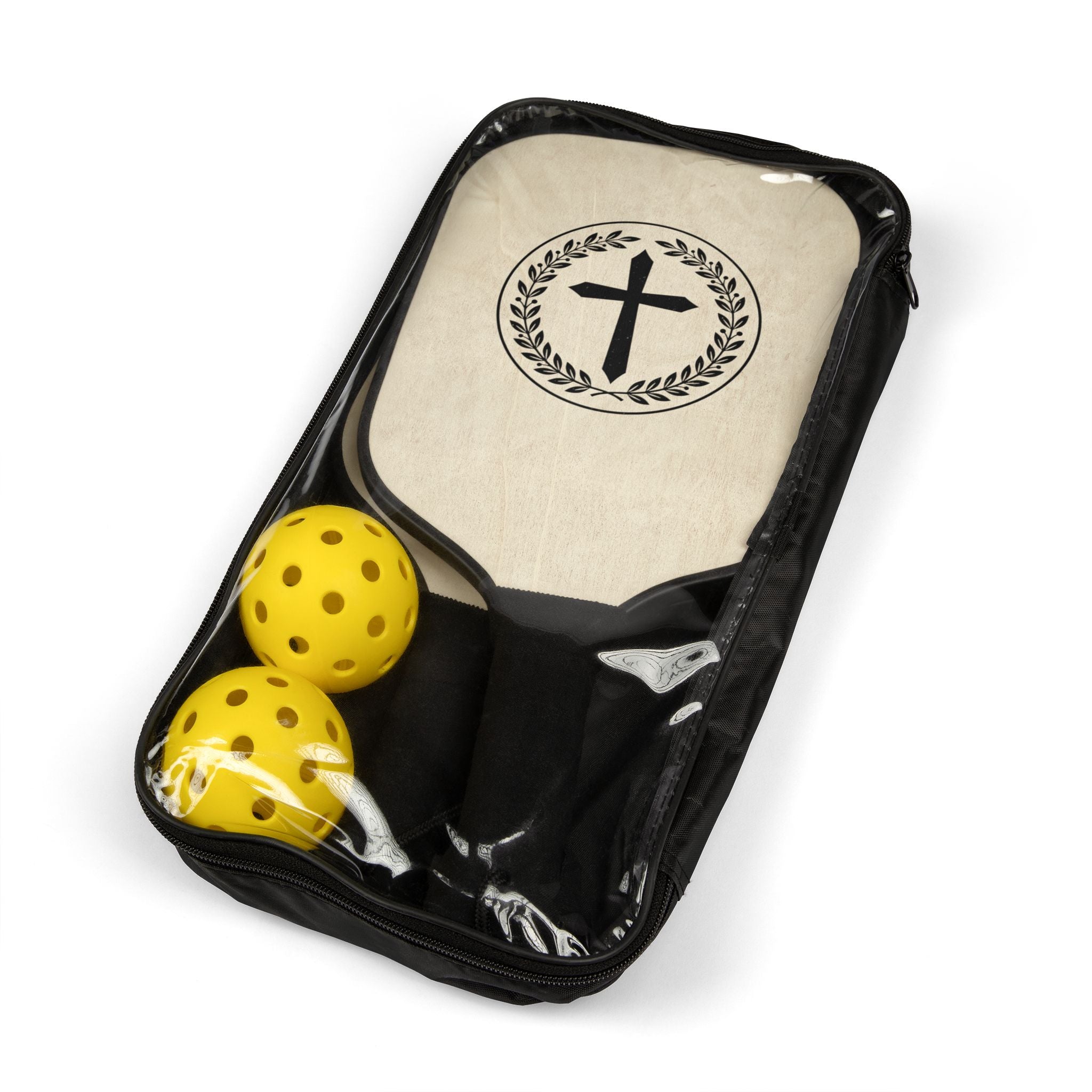 Christian Cross Pickleball Paddles Set – Faith-Inspired Pickleball Kit with Laurel Wreath Design