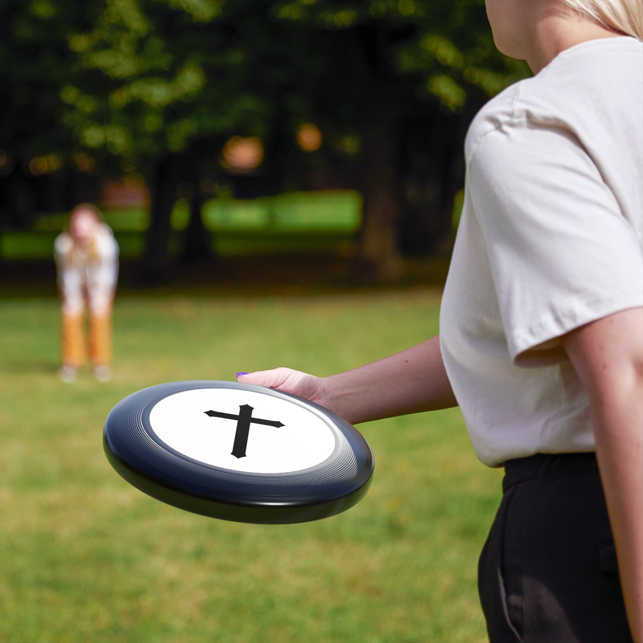 Frisbee — Black Cross Disc | Christian Outdoor Toss Toy