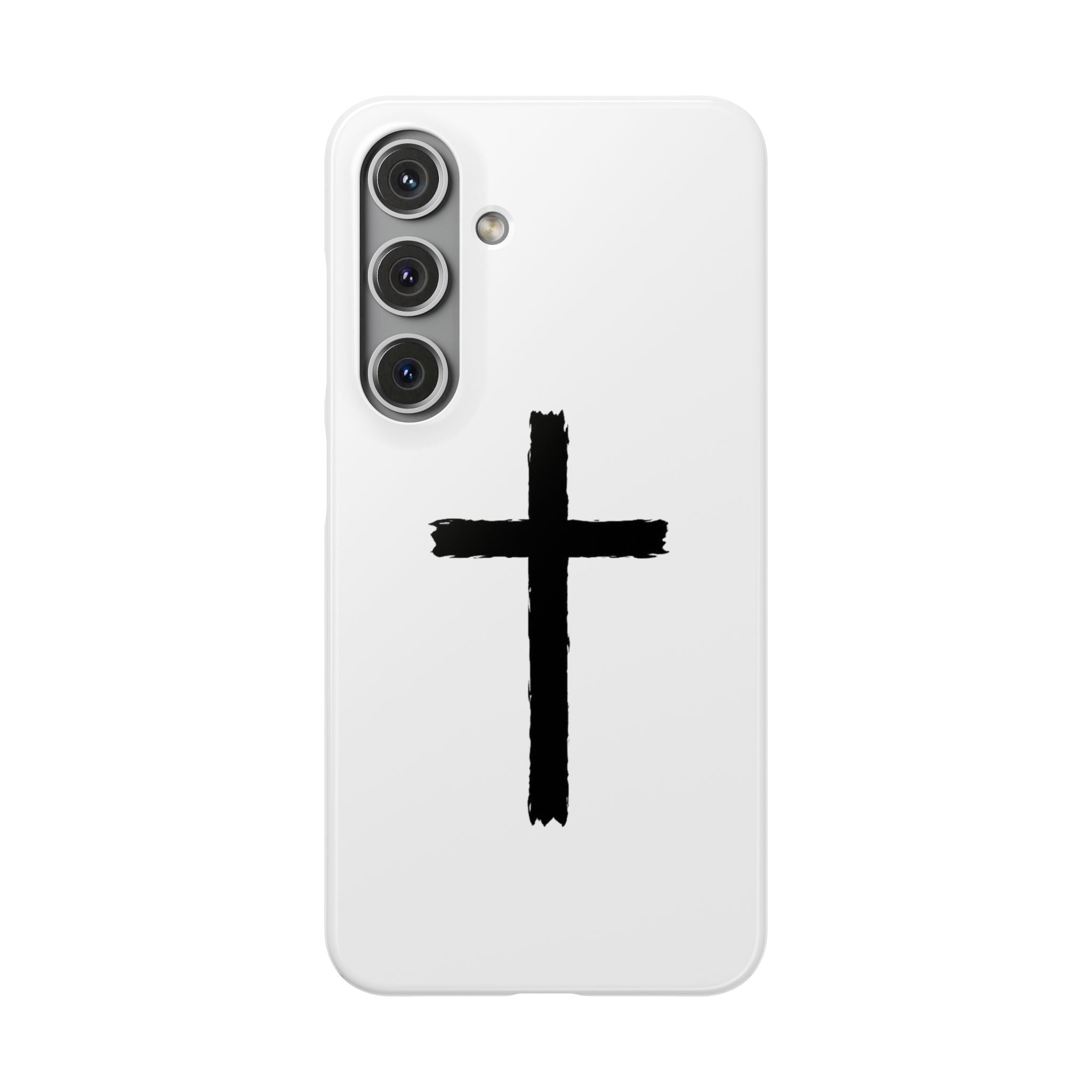 Cross Phone Case — Minimal Black Brushstroke Christian Snap Case