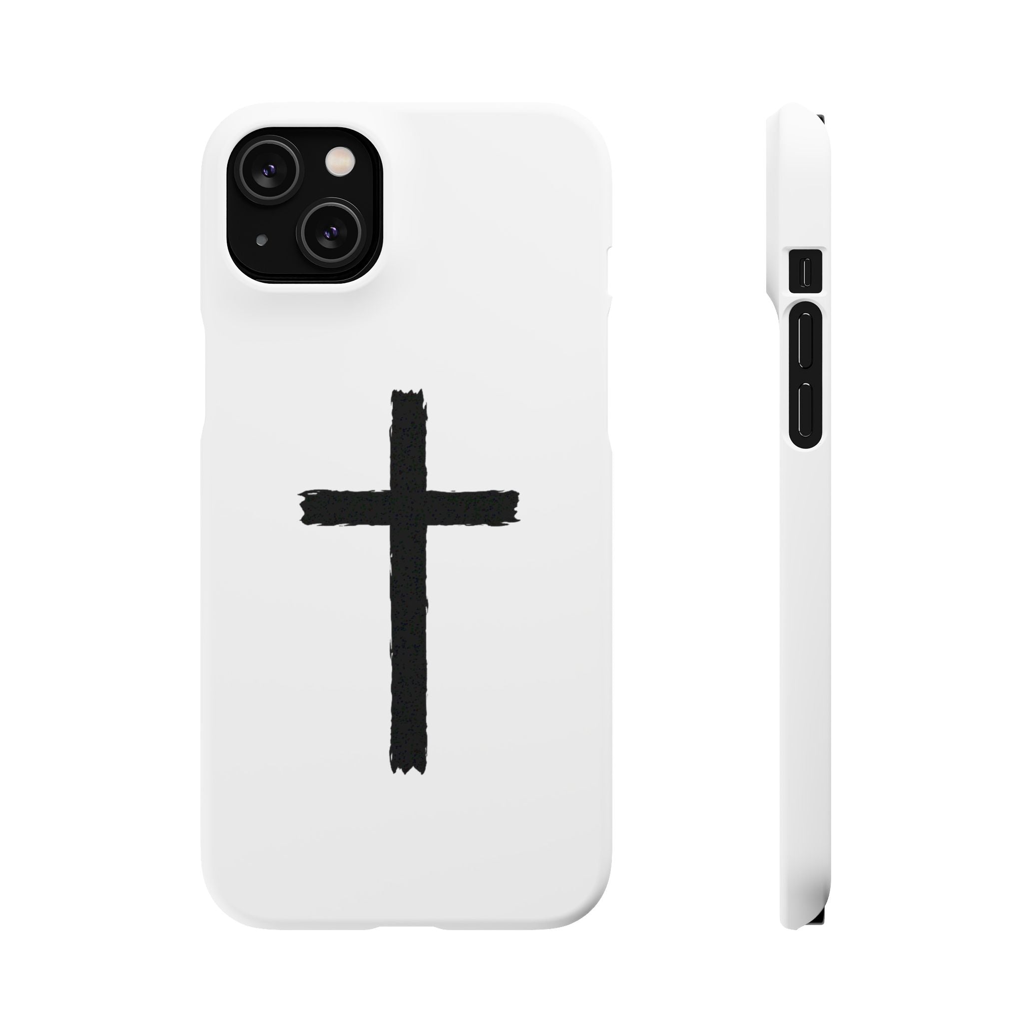 Cross Phone Case — Minimal Black Brushstroke Christian Snap Case