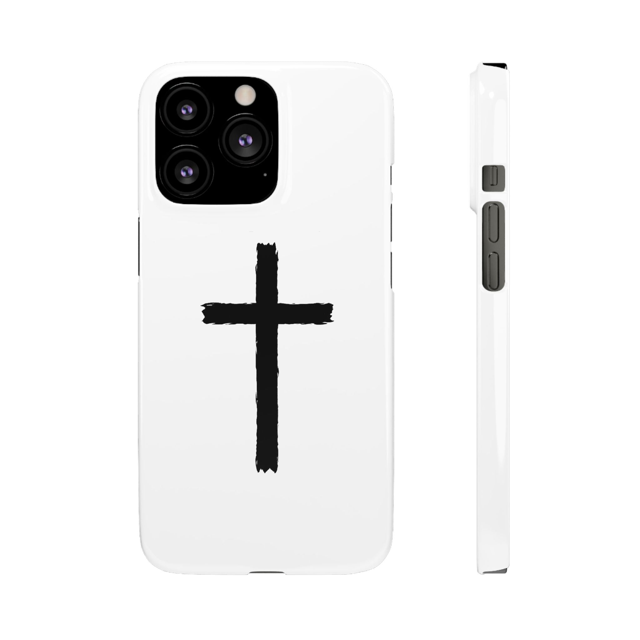 Cross Phone Case — Minimal Black Brushstroke Christian Snap Case